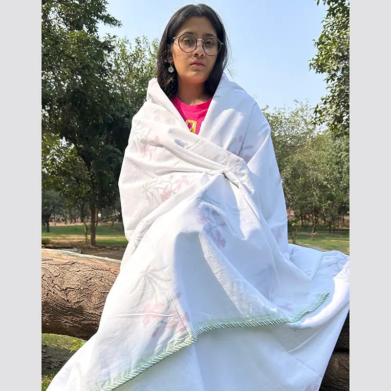 Lily Hand block Organic Muslin Cotton Dohar