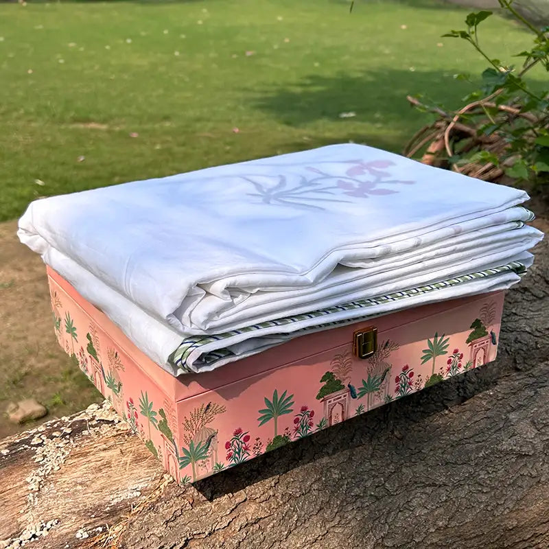 Lily Hand block Organic Muslin Cotton Dohar