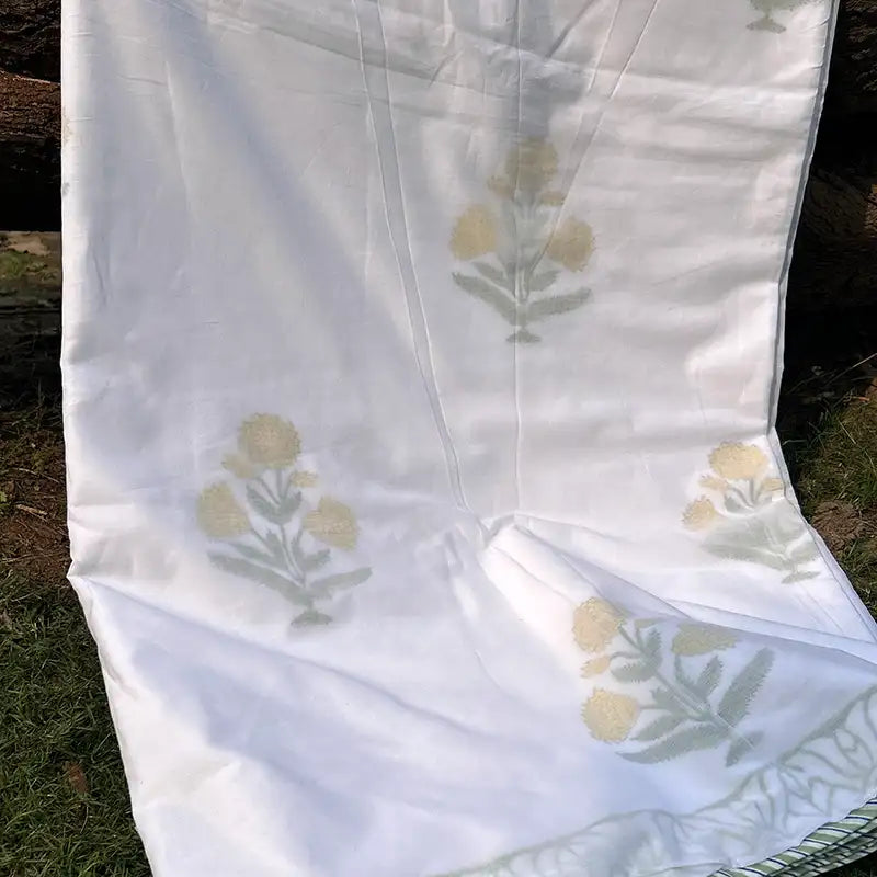 Marigold Hand block Organic Muslin Cotton Dohar