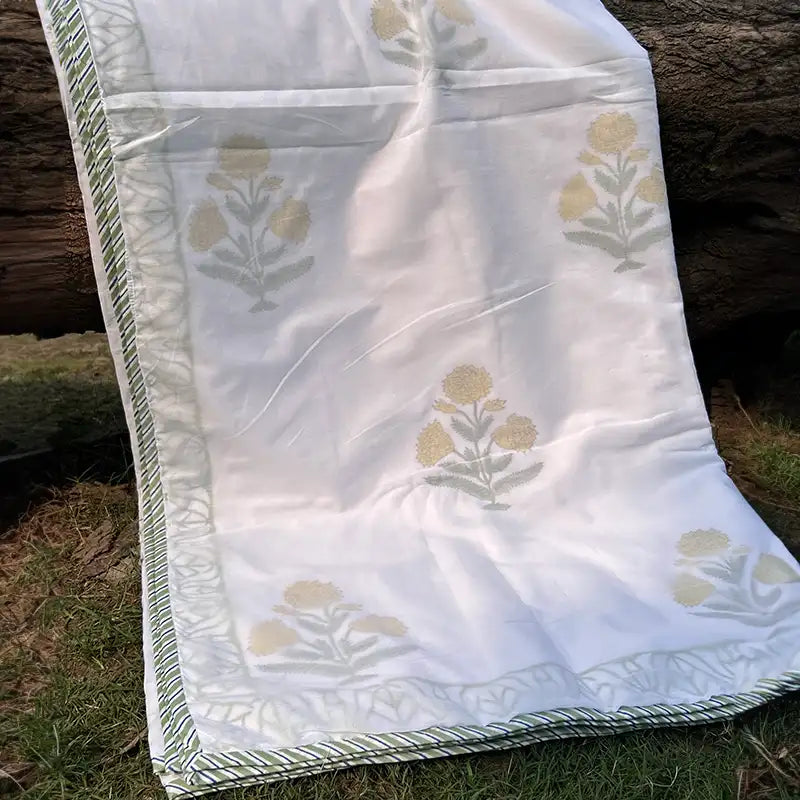 Marigold Hand block Organic Muslin Cotton Dohar