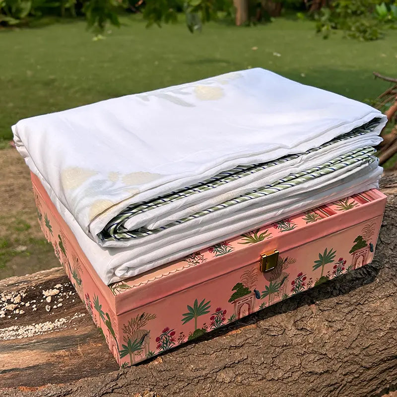 Marigold Hand block Organic Muslin Cotton Dohar