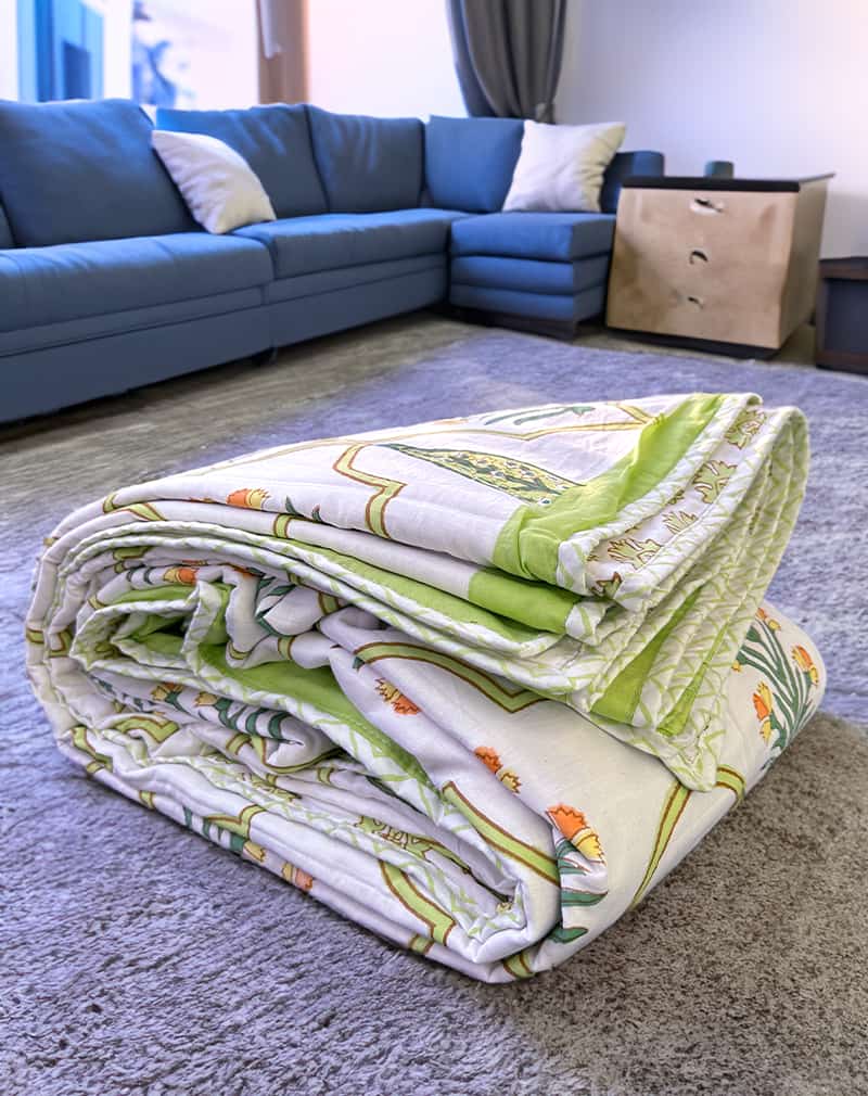 Organic Mulmul Cotton Dohar AC Blanket - Floral