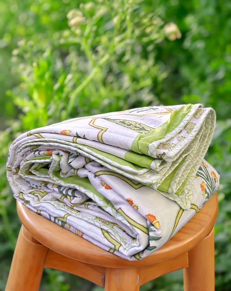 Organic Mulmul Cotton Dohar AC Blanket - Floral