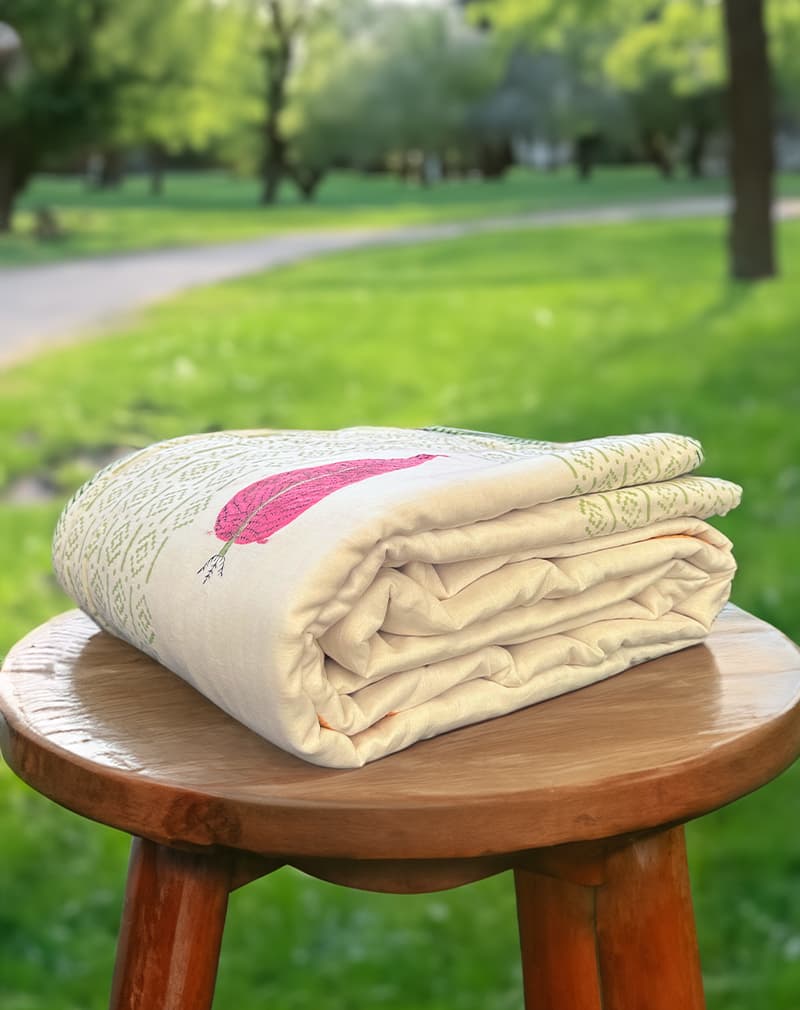 Organic Mulmul Cotton Dohar AC Blanket - Peony