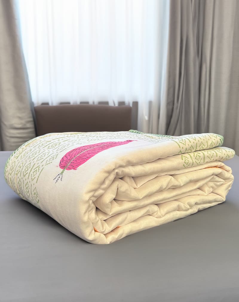 Organic Mulmul Cotton Dohar AC Blanket - Peony