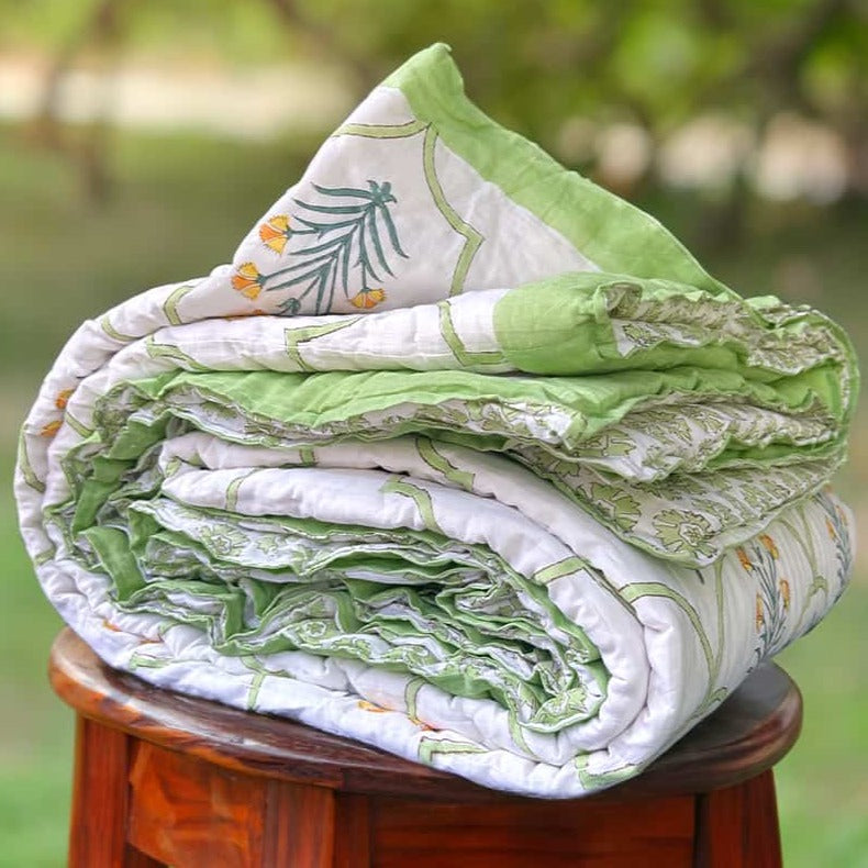 Organic Mulmul Cotton Quilt - Floral