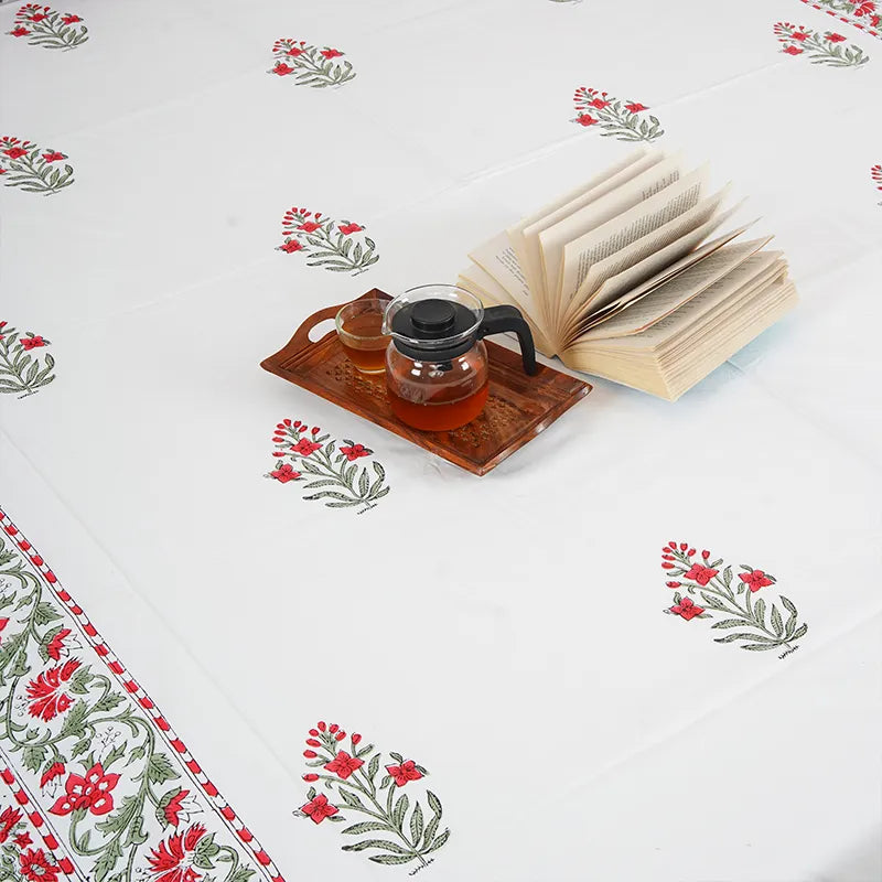 Red Valley Hand Block Printed Cotton Bedsheet Set