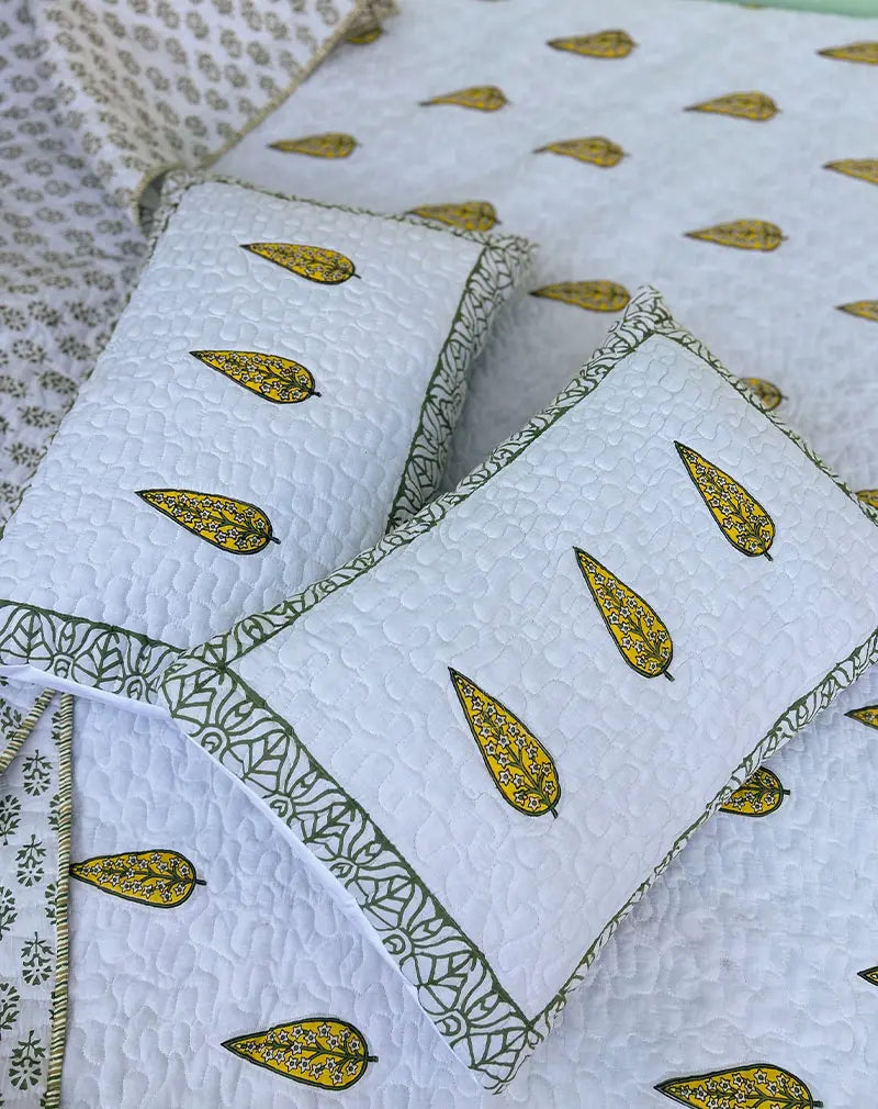 Valley Hand Block Quilted Cotton Bedcover