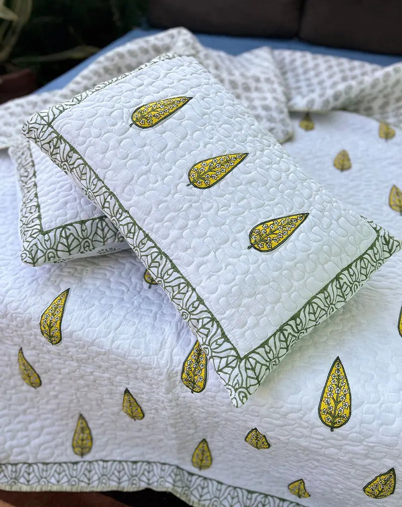 Valley Hand Block Quilted Cotton Bedcover