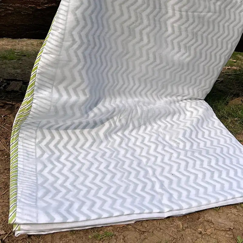 Wavey Hand block Organic Muslin Cotton Dohar