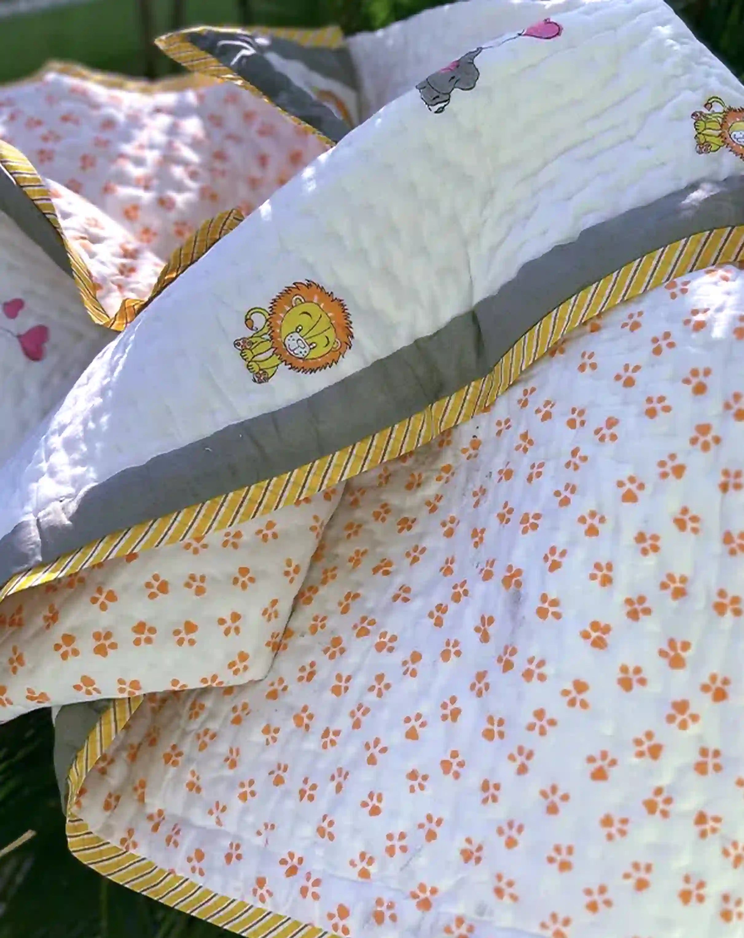 Organic Mulmul Cotton Baby Quilt - Lion