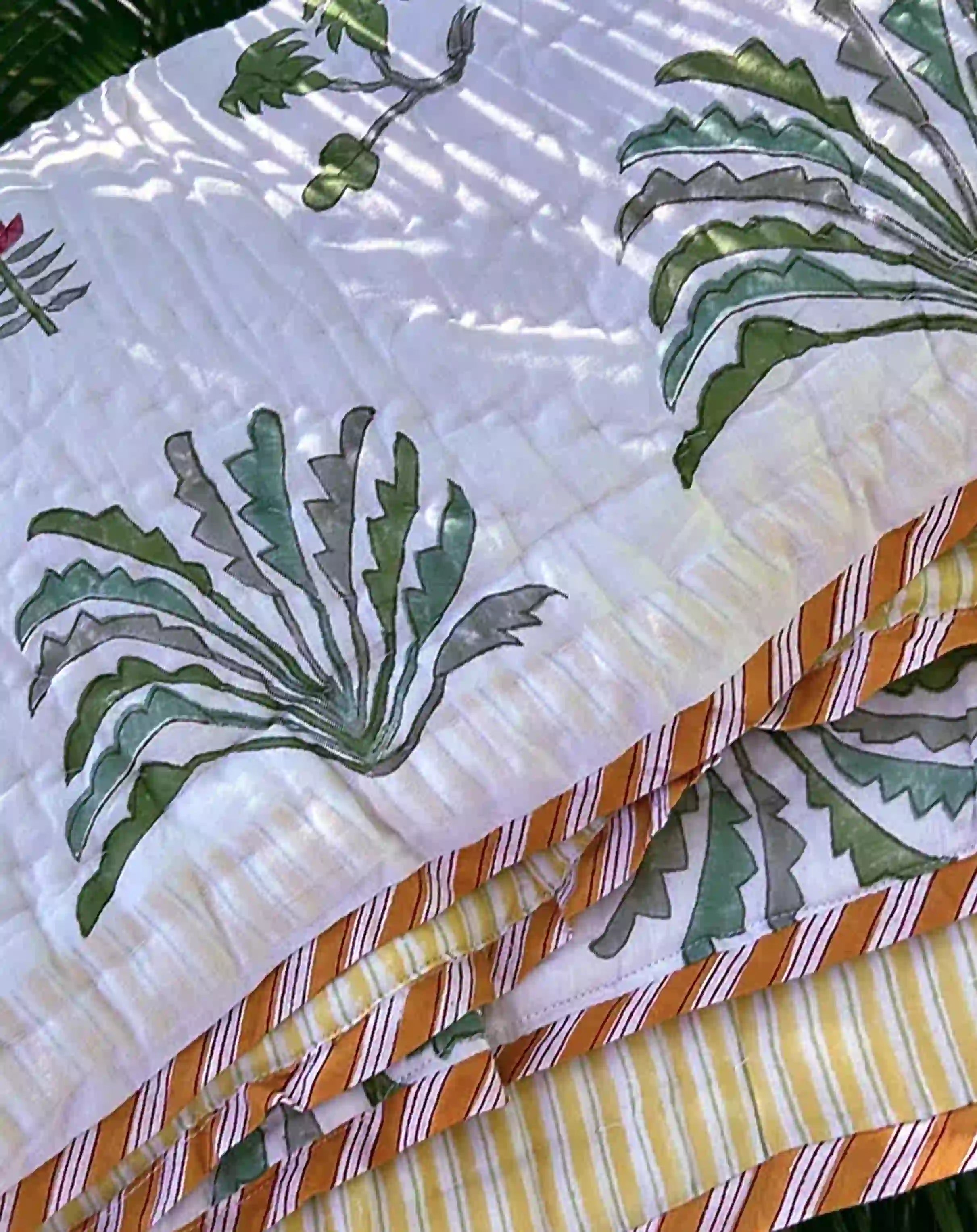 Organic Mulmul Cotton Baby Quilt - Plant