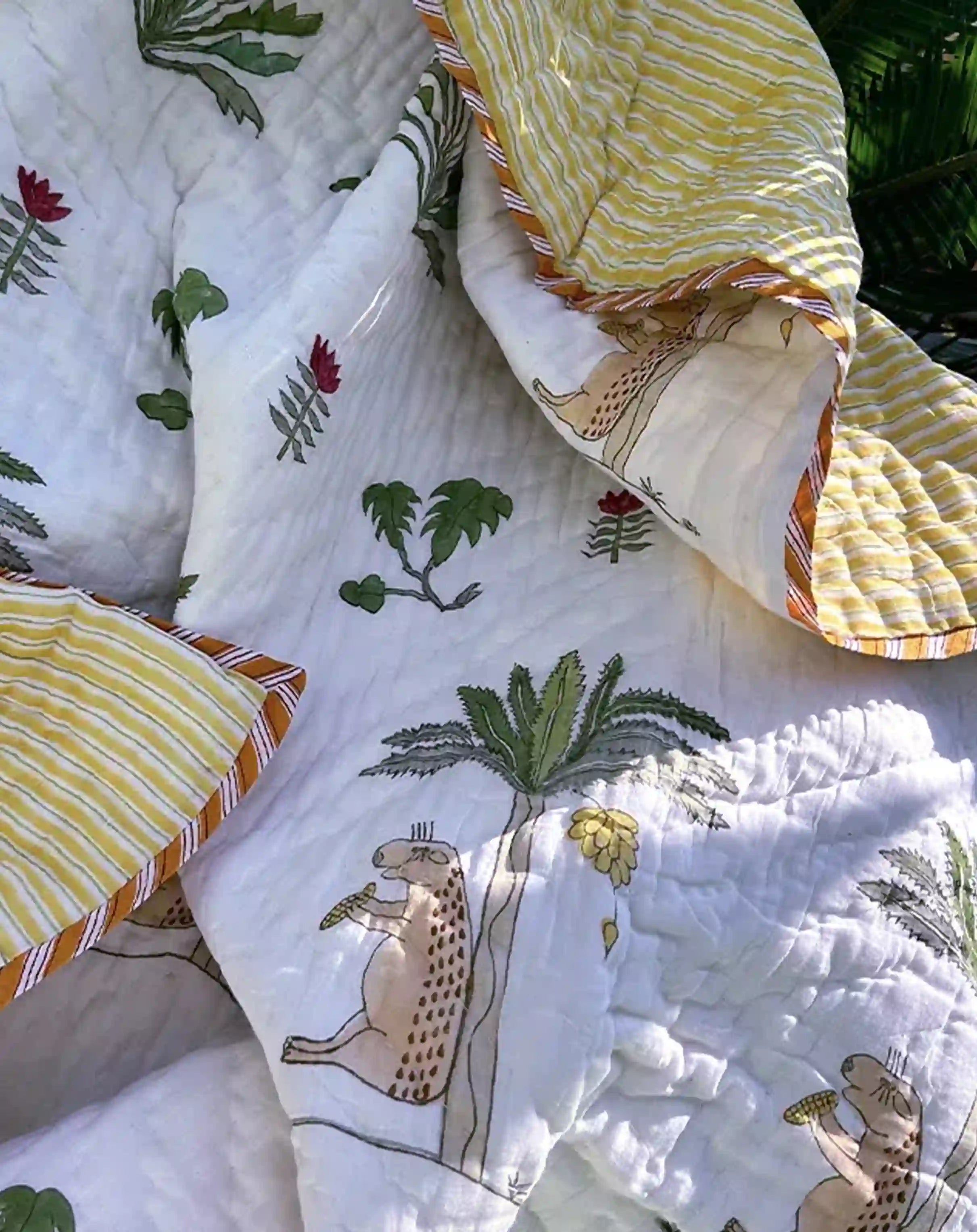 Organic Mulmul Cotton Baby Quilt - Plant