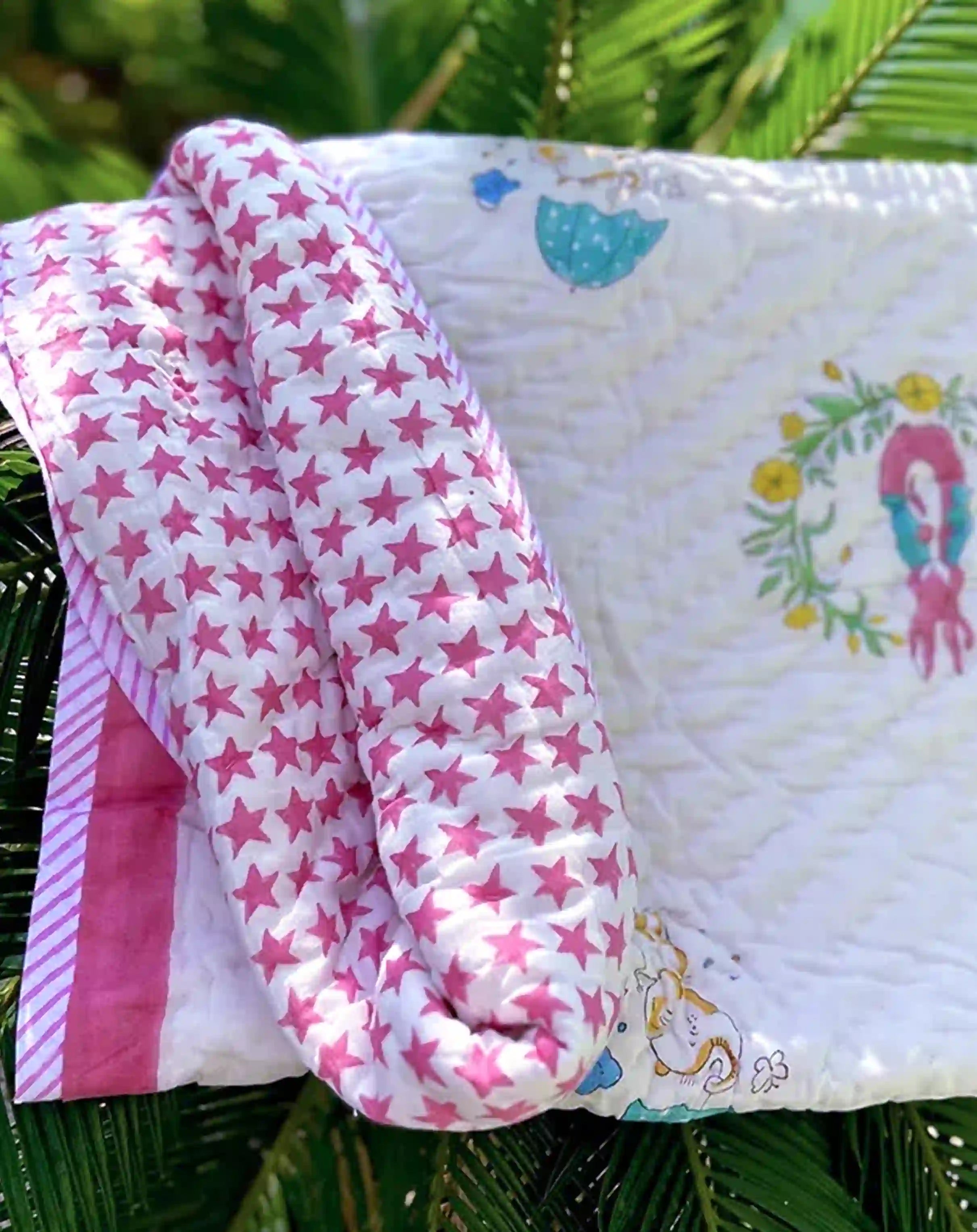 Organic Mulmul Cotton Baby Quilt - Rabbit