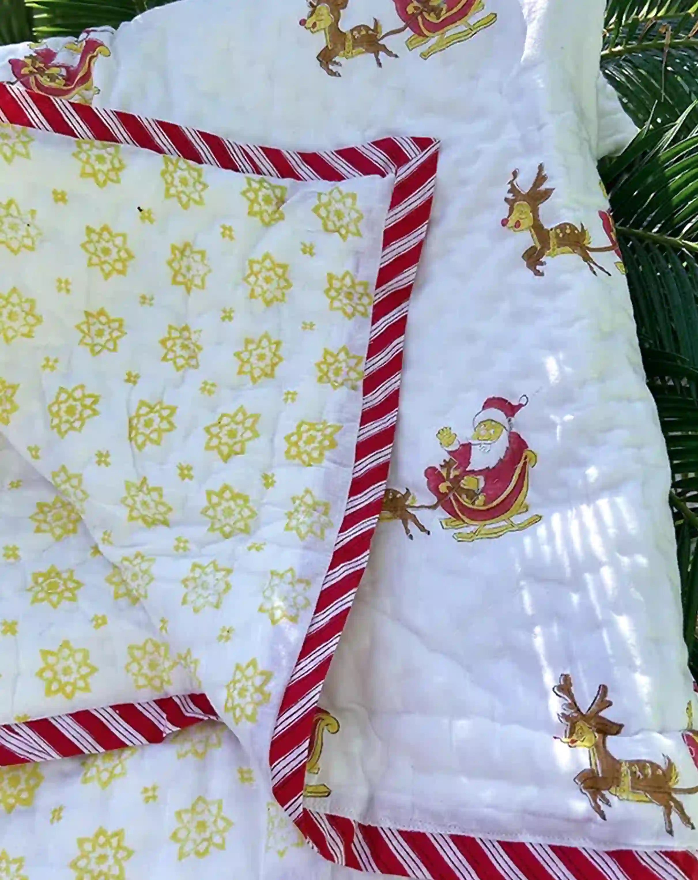 Organic Mulmul Cotton Baby Quilt - Santa