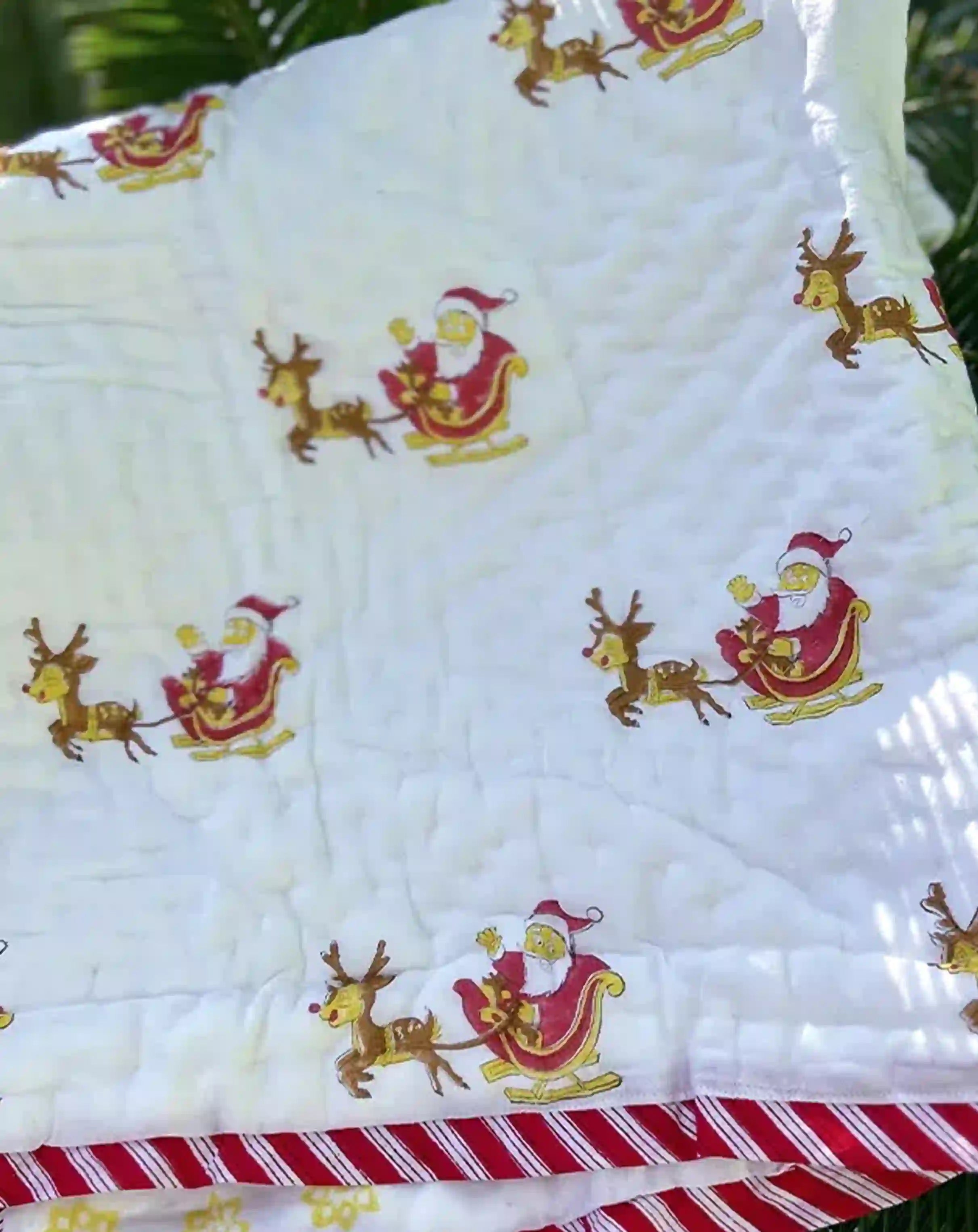 Organic Mulmul Cotton Baby Quilt - Santa