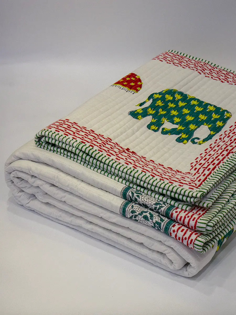 Haathi Umbrella Cotton Bedspread