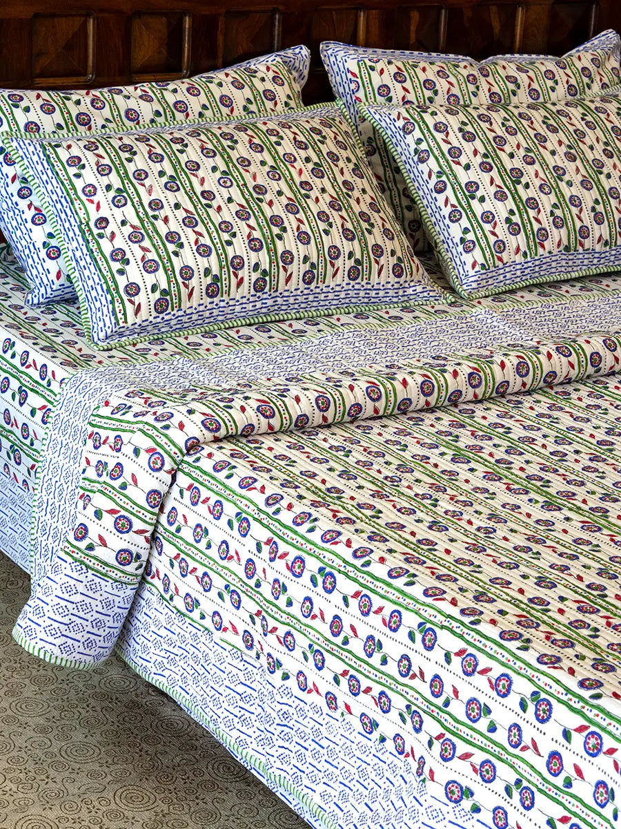 Blue Bella Cotton Bedspread