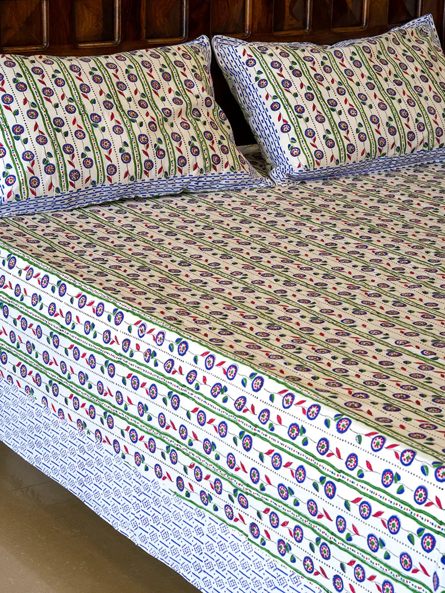 Blue Belly Percale Cotton Bedsheet