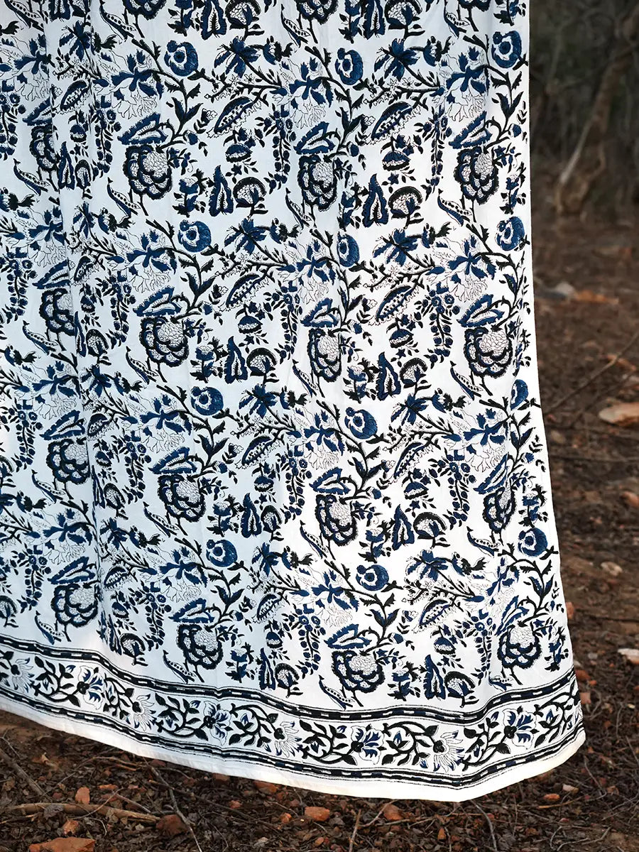 Blue Ivory Cotton Curtain