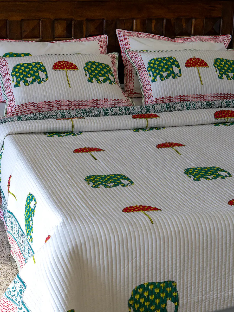 Haathi Umbrella Cotton Bedspread