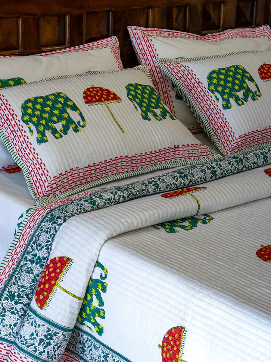Haathi Umbrella Cotton Bedspread