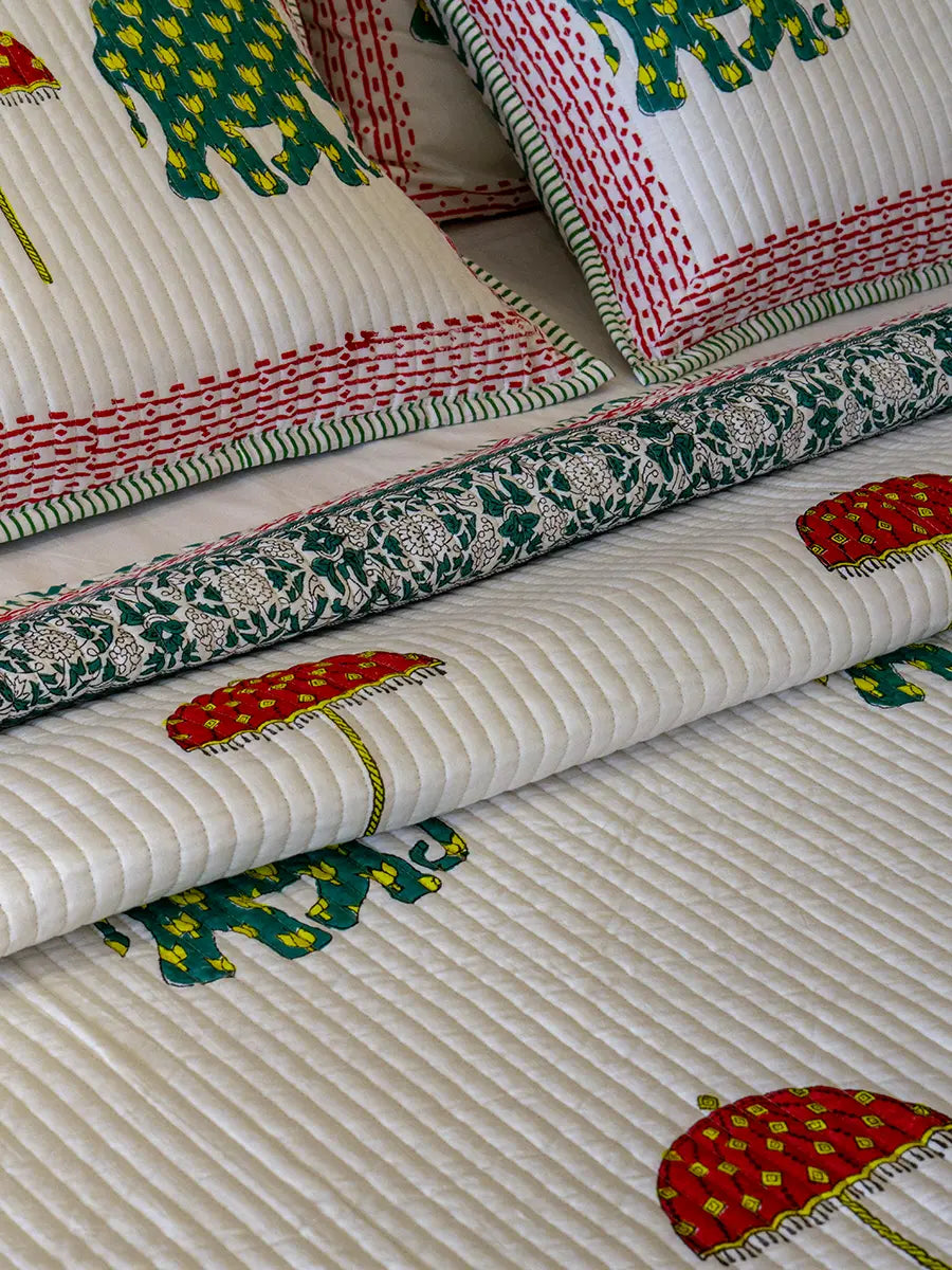 Haathi Umbrella Cotton Bedspread