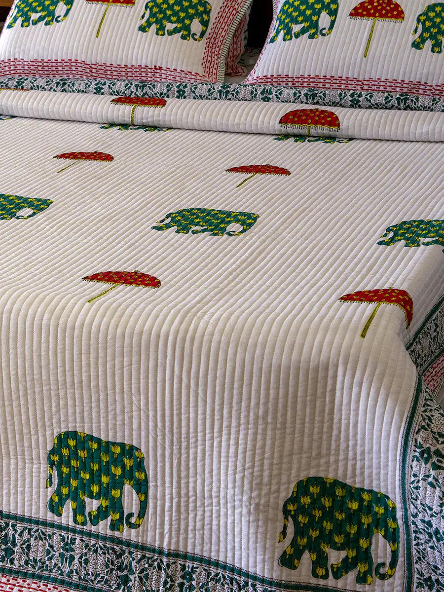 Haathi Umbrella Cotton Bedspread