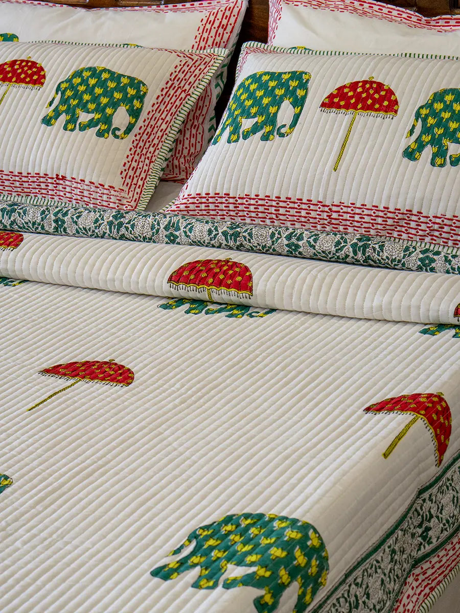 Haathi Umbrella Cotton Bedspread