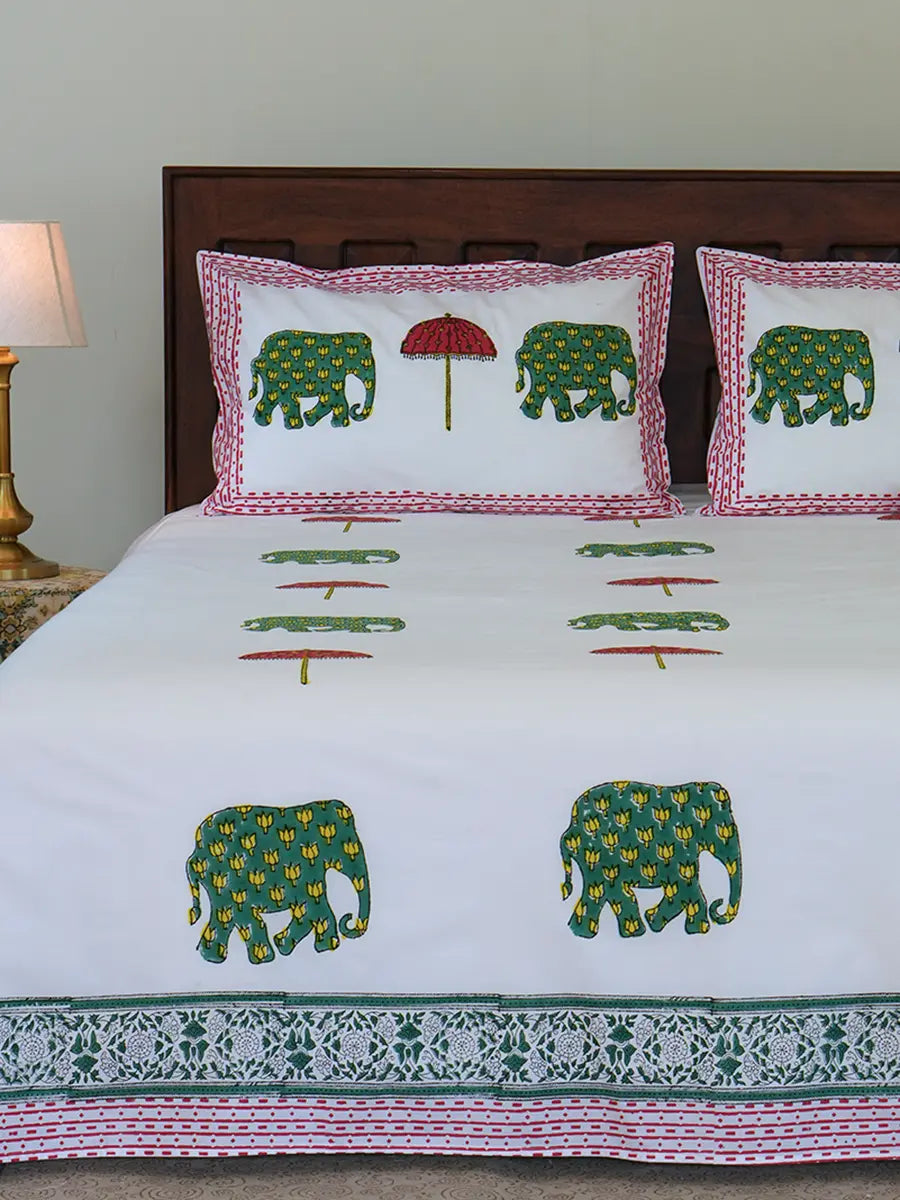 Haathi Umbrella Percale Cotton Bedsheet