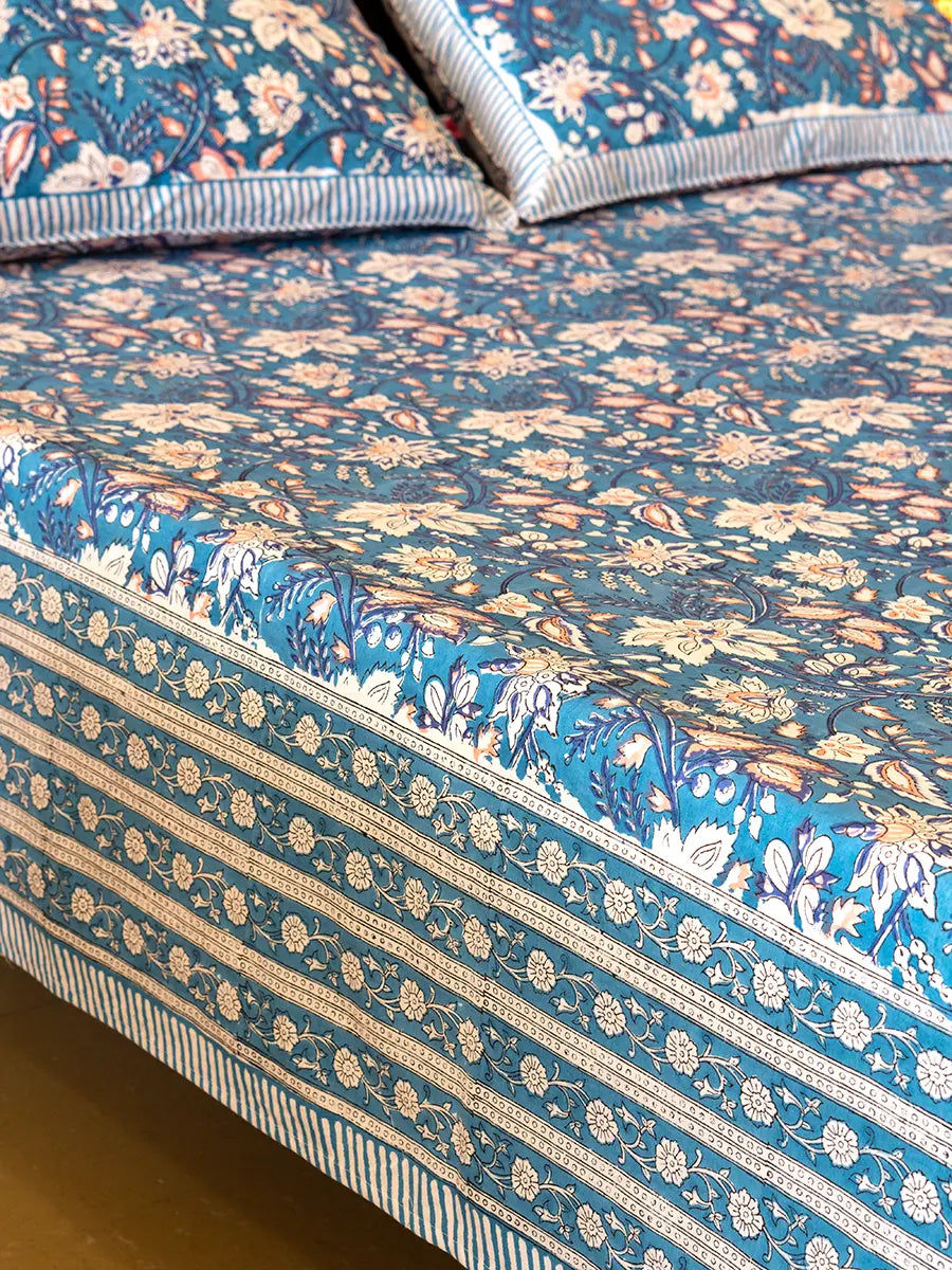 Heritage Indigo Percale Cotton Bedsheet