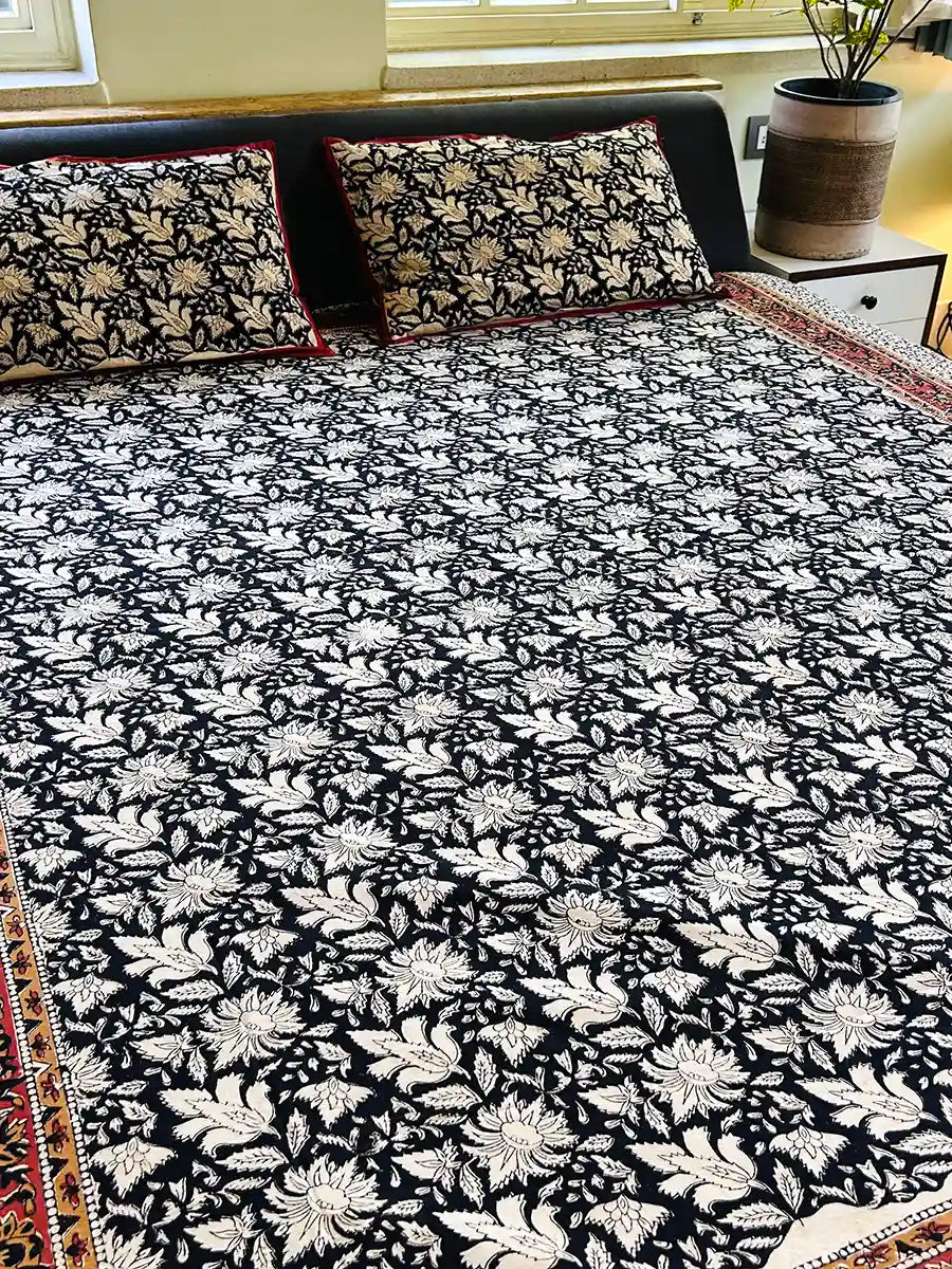Kalamkari Block Printed Cotton Bedsheet 1.0