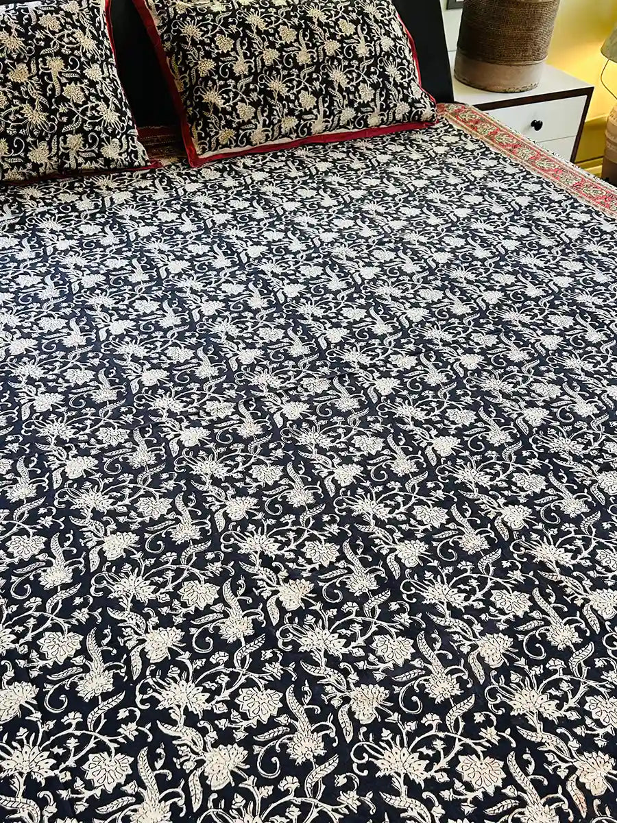 Kalamkari Block Printed Cotton Bedsheet 2.0