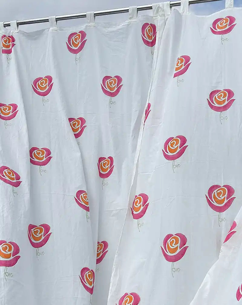 Love & Rose Hand Block Printed Cotton Curtain