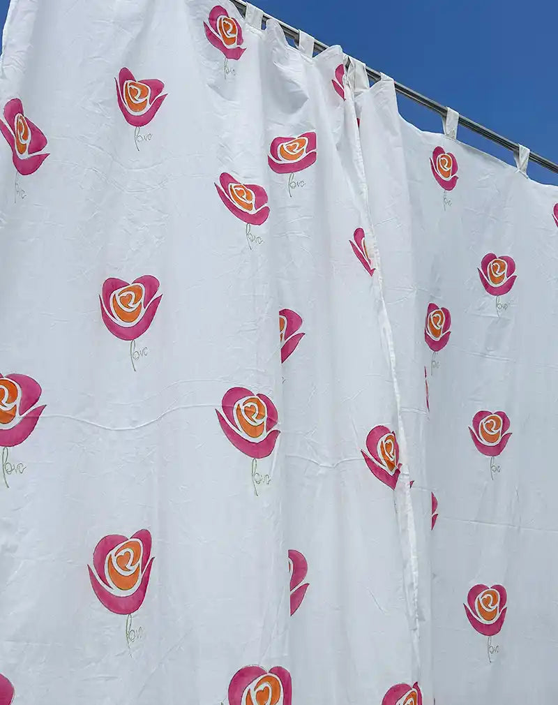 Love & Rose Hand Block Printed Cotton Curtain