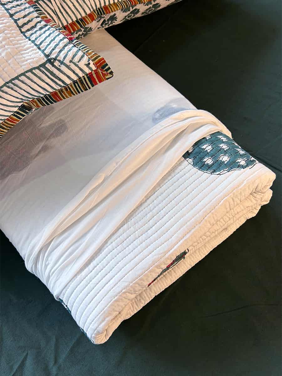 Organic Mulmul Cotton Quilted Bed Spread - Ele