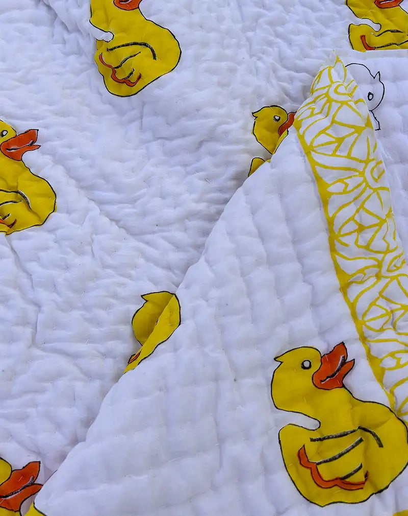 Organic Mulmul Cotton Baby Quilt - Duck