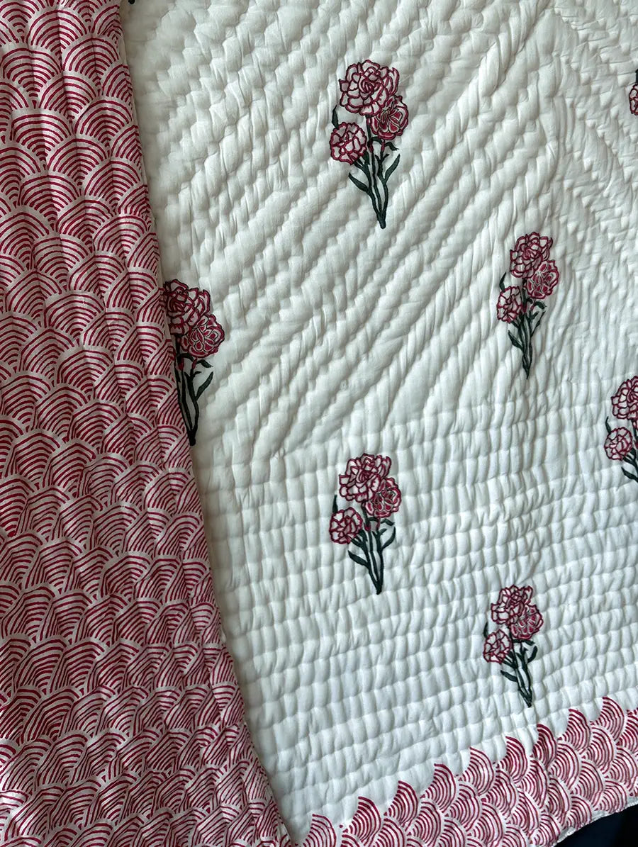 Organic Mulmul Cotton Quilt - Rose