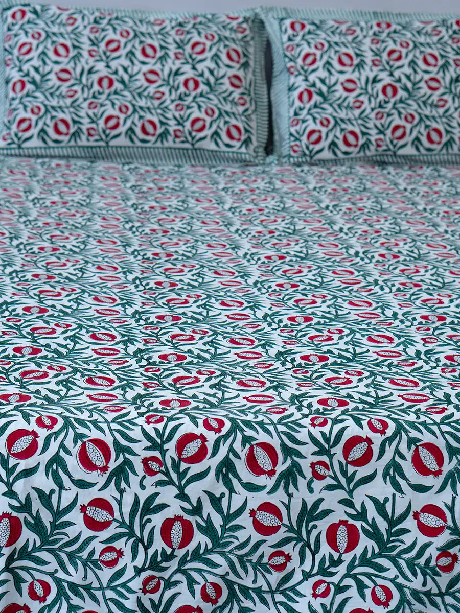 Pomegranates Premium Cotton Bed Sheet Set