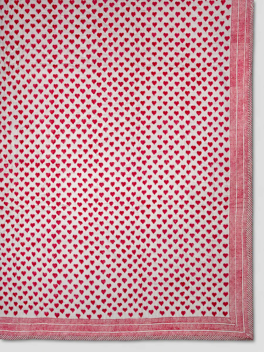 Premium Muslin Razai - Pink Heart