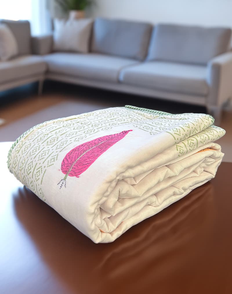 Organic Mulmul Cotton Dohar AC Blanket - Peony