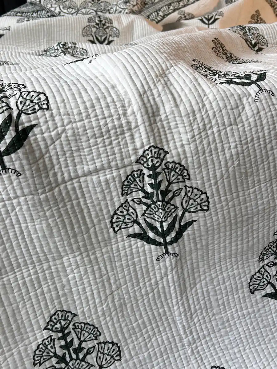 Organic Mulmul Cotton Quilted Bed Spread - Mari