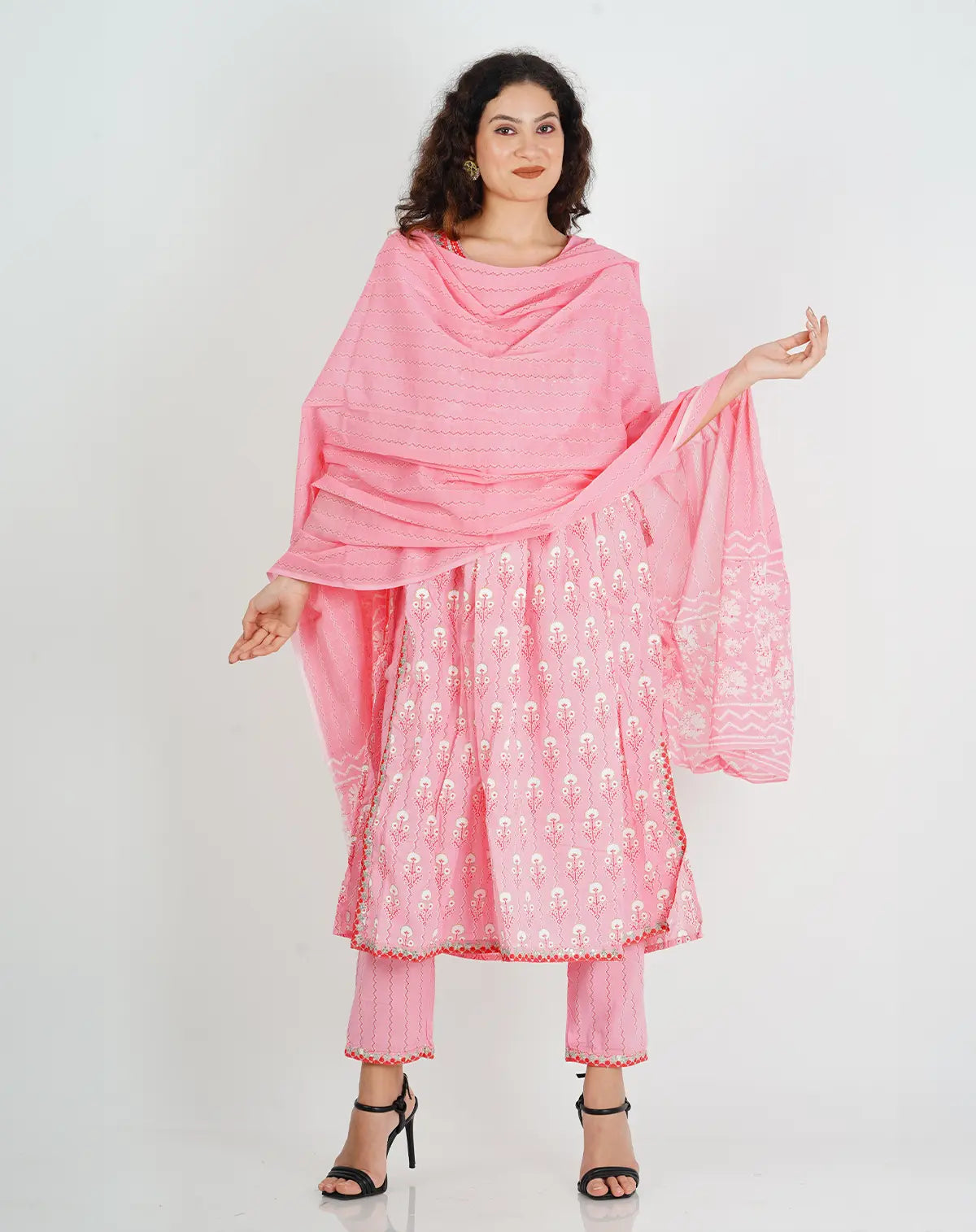 Pink Mari Cotton Suit Set