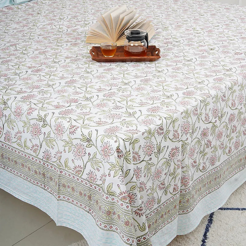 SunFlower Hand Block Printed Cotton Bedsheet Set