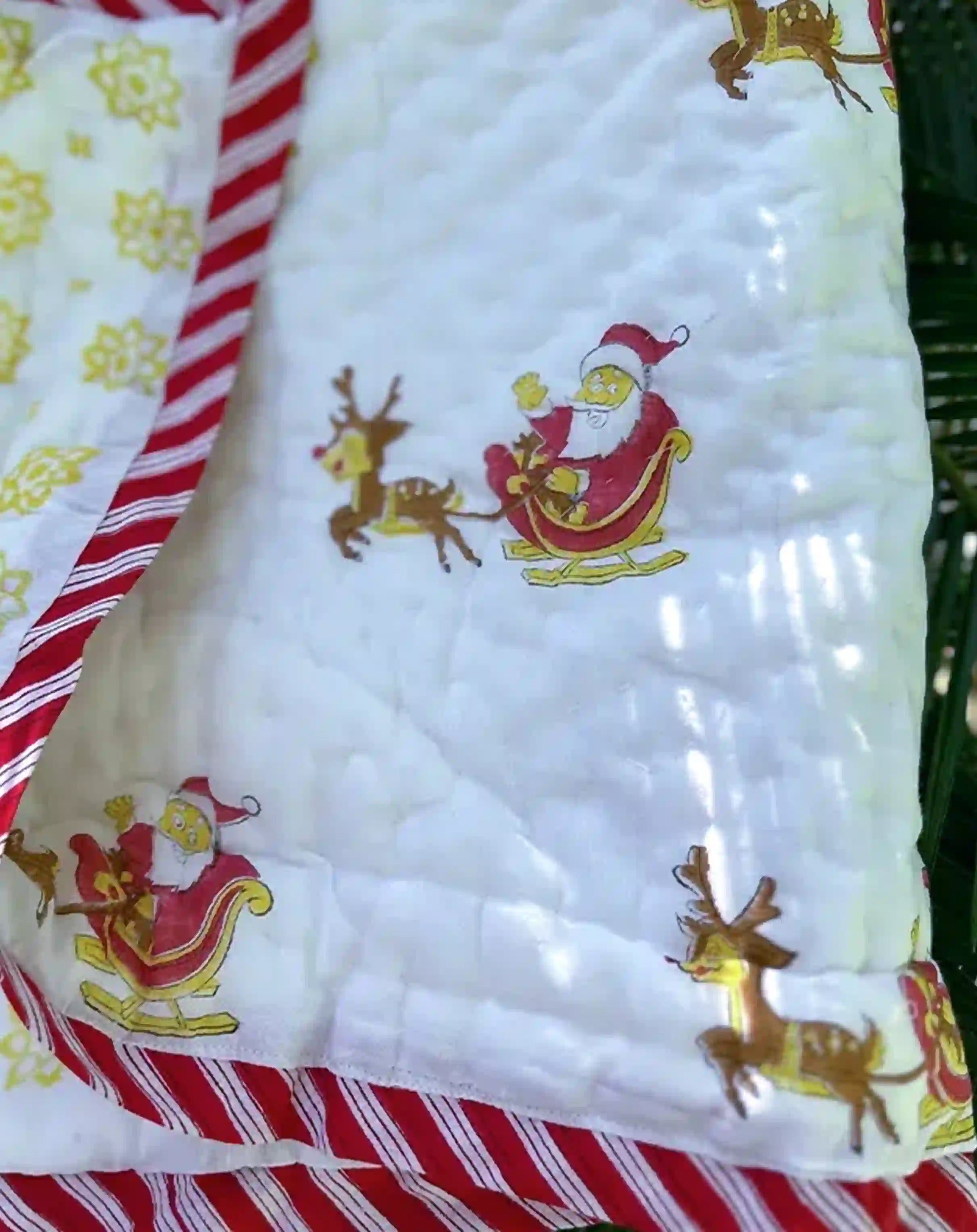 Organic Mulmul Cotton Baby Quilt - Santa